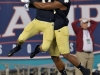 December 29 2011: Zeke Motta #17 and Darius Fleming # 45 celebrate Motta's fumble return for a touchdown during NCAA football Champs Sports Bowl between Notre Dame Fighting Irish and Florida State Seminoles at Florida Citrus Bowl Stadium, Orlando, Florida.