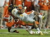 January 04 2011: Rashard Hall #31 and Andre Buie #13 in action during NCAA football Discover Orange Bowl between West Virginia and Clemson at Sun Life Stadium, Miami Florida.