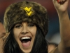 January 04 2011: West Virginia fan celebrates the runnaway victory during NCAA football Discover Orange Bowl between West Virginia and Clemson at Sun Life Stadium, Miami Florida.