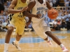 January 29th, 2012: North Carolina Tar Heels forward Harrison Barnes #40 and Georgia Tech Yellow Jackets guard/forward Jason Morris #14 in action during NCAA basketball game between the North Carolina Tar Heels and the Georgia Tech Yellow Jackets as part of Coaches Vs. Cancer, at The Dean E. Smith Center, Chapel HIll, NC.  UNC Players wore special pink Air Jordans.