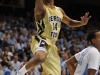 January 29th, 2012: Georgia Tech Yellow Jackets guard/forward Jason Morris #14 and North Carolina Tar Heels forward John Henson #31 in action during NCAA basketball game between the North Carolina Tar Heels and the Georgia Tech Yellow Jackets as part of Coaches Vs. Cancer, at The Dean E. Smith Center, Chapel HIll, NC.  UNC Players wore special pink Air Jordans.