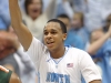 January 10, 2012: John Henson #31 celebrates a dunk during NCAA Basketball game between the North Carolina Tarheels and University of Miami Hurricanes at The Dean E. Smith Center, Chapel HIll, NC.