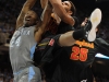 February 29th, 2012: Justin Watts #24 gets tangled with Sean Mosley #14 and Alex Len #25 during NCAA basketball game between the North Carolina Tar Heels and Maryland Terrapins at The Dean E. Smith Center, Chapel HIll, NC.