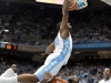 December 21, 2011: P.J. Hairston #15 dunks over Julien Lewis #2 during NCAA Basketball game between the North Carolina Tarheels and Texas Longhorns at The Dean E. Smith Center, Chapel HIll, NC.