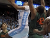 January 10, 2012: John Henson #31 and Reggie Johnson #42 in action during NCAA Basketball game between the North Carolina Tarheels and University of Miami Hurricanes at The Dean E. Smith Center, Chapel HIll, NC.