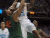 January 10, 2012: Harrison Barnes #40 and Reggie Johnson #42 in action during NCAA Basketball game between the North Carolina Tarheels and University of Miami Hurricanes at The Dean E. Smith Center, Chapel HIll, NC.